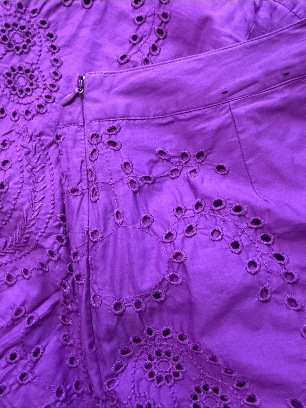 Lane Bryant Purple Eyelet Cotton Midi Skirt - Picture 5 of 7